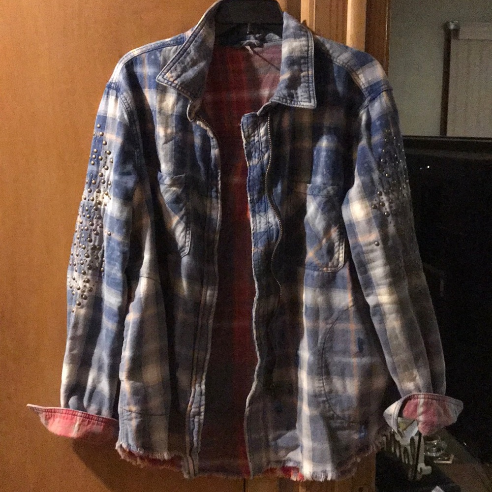 Free People blue deconstructed jacket😊